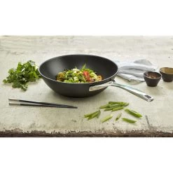 Demeyere Wok Fondo Piatto - 30 Cm, Alluminio, Duraslide Titanium -Cucina Negozio 000022479