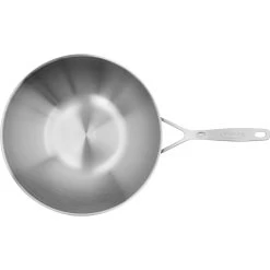 Demeyere Wok Fondo Piatto - 30 Cm, 18/10 Acciaio Inossidabile -Cucina Negozio 000024034