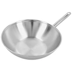 Demeyere Wok Fondo Piatto - 30 Cm, 18/10 Acciaio Inossidabile -Cucina Negozio 000024440