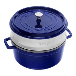 Staub Cocotte Con Cestello A Vapore Rotonda - 26 Cm, Blu Scuro