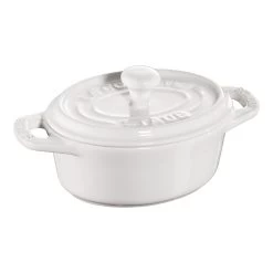 Staub Mini Cocotte Ovale - 10 Cm, Bianco Puro