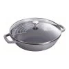 Staub Wok Con Coperchio In Vetro Rotondo - 30 Cm, Grigio Grafite