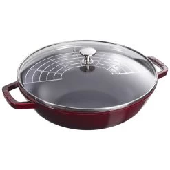 Staub Wok Con Coperchio In Vetro Rotondo - 30 Cm, Granatina