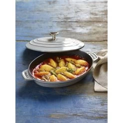 Staub Pirofila Con Coperchio Ovale - 23 Cm, Grigio Grafite -Cucina Negozio 000017031