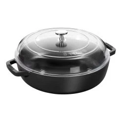 Staub Tegame Con Coperchio In Vetro Rotondo - 28 Cm, Nero