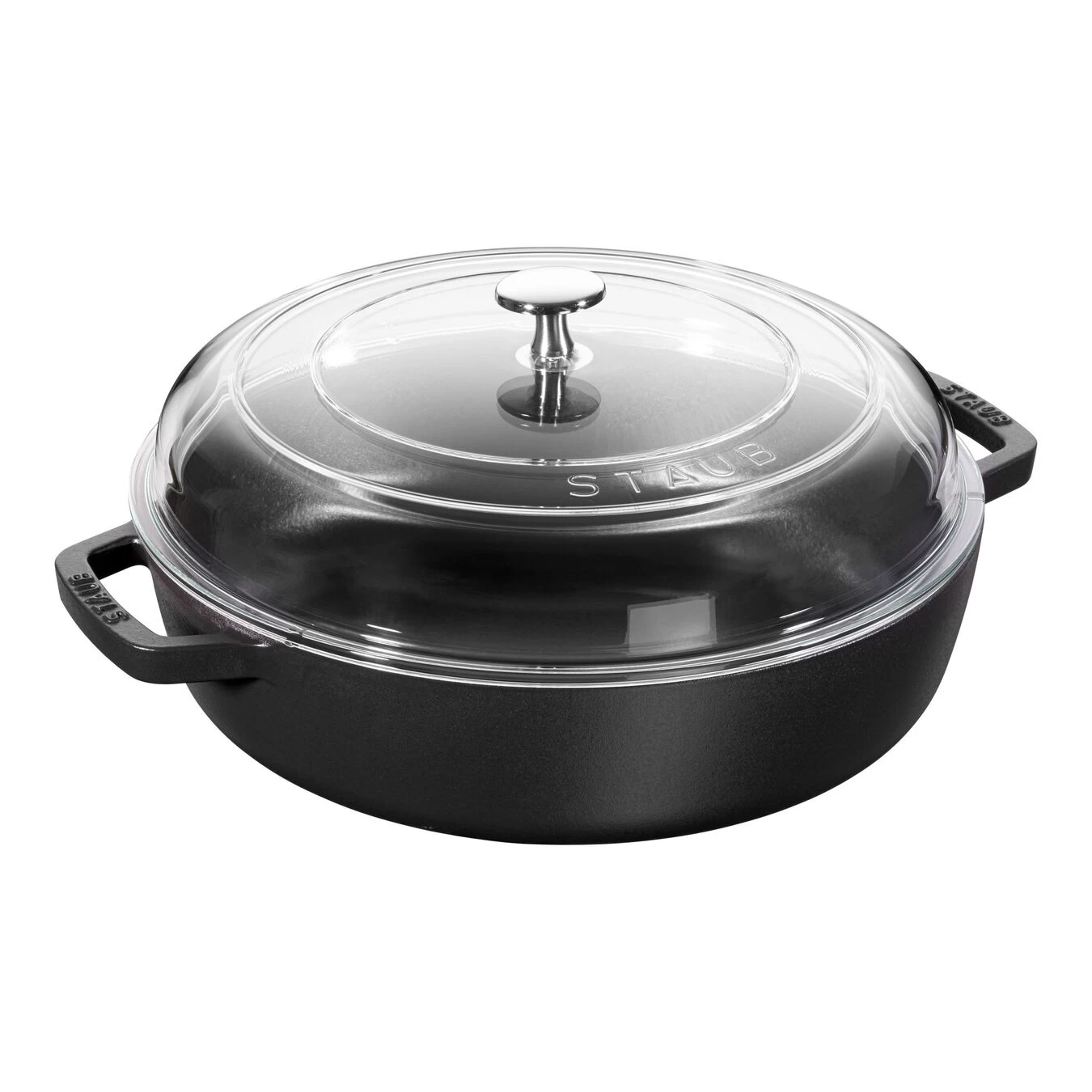 Staub Tegame Con Coperchio In Vetro Rotondo - 28 Cm, Nero 1 Staub Tegame Con Coperchio In Vetro Rotondo - 28 Cm, Nero