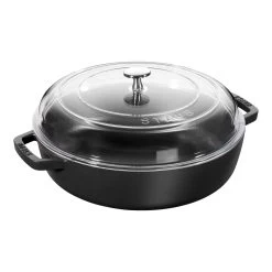 Staub Tegame Con Coperchio In Vetro Rotondo - 26 Cm, Nero