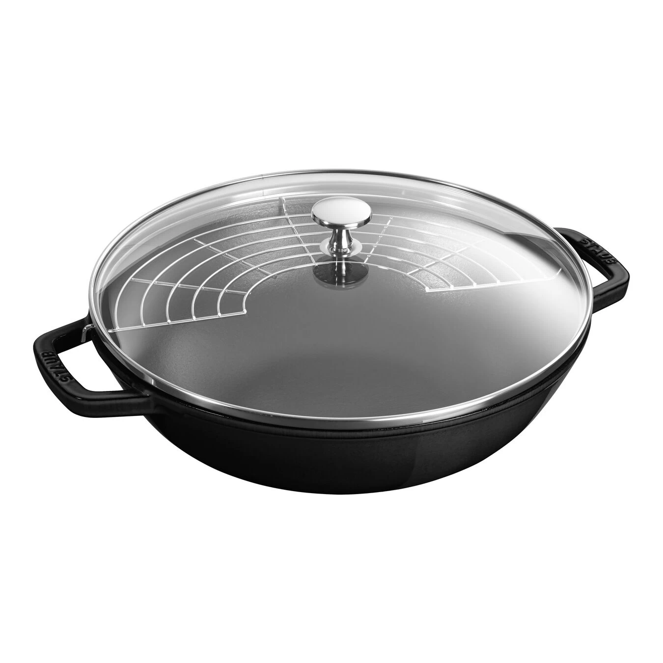 Staub Wok Con Coperchio In Vetro Rotondo - 30 Cm, Nero 1 Staub Wok Con Coperchio In Vetro Rotondo - 30 Cm, Nero