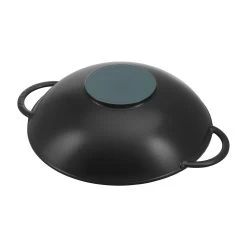 Staub Wok Con Coperchio In Vetro Rotondo - 37 Cm, Nero -Cucina Negozio 40509 398 0 4
